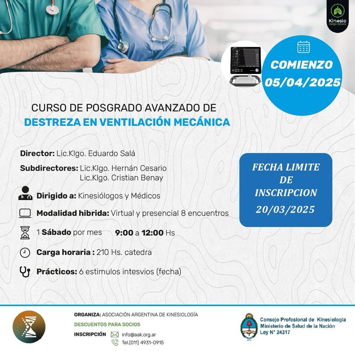 Posgrado de destreza en Ventilación Mecánica